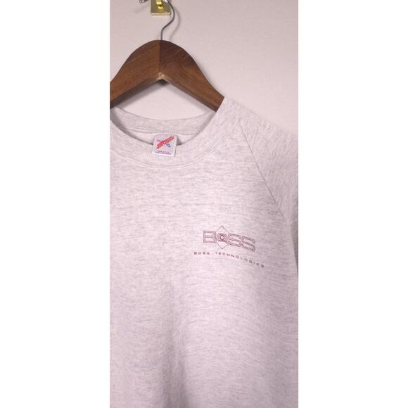 Vintage Jerzees “BOSS Technologies”Light Gray Sweatshirt Made in USA Size XL 46 - Picture 3 of 11
